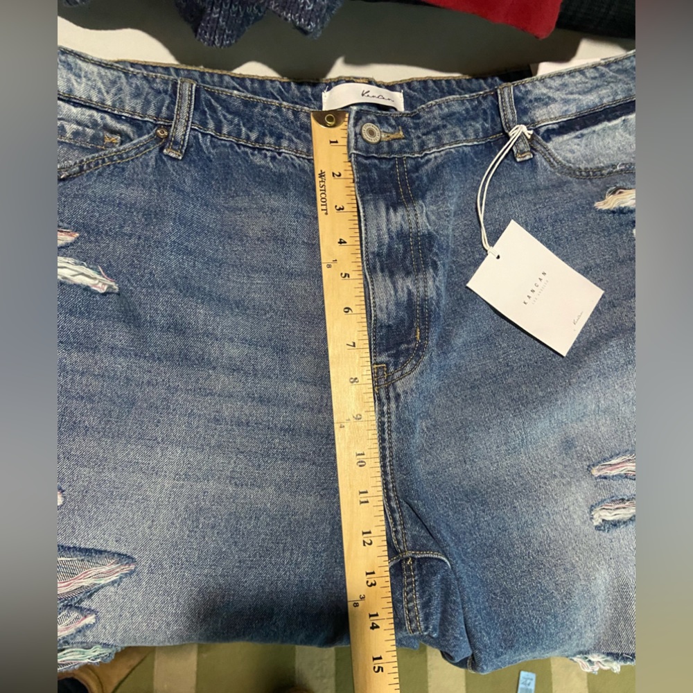 Kancan Jeans Size 20W Relaxed Fit Rainbow Thread Distressed High Rise Denim - Picture 5 of 10